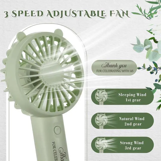 Alt view image 3 of 6 - Glooglitter 25 Pack Mini Portable Fan, Sage Green Handheld Fan USB Small Personal Fan with 3 Speeds Eyelash Fan for Wedding Party Bachelorette Party Favor