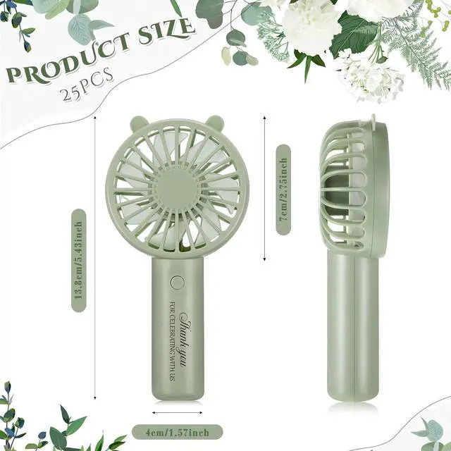 Alt view image 2 of 6 - Glooglitter 25 Pack Mini Portable Fan, Sage Green Handheld Fan USB Small Personal Fan with 3 Speeds Eyelash Fan for Wedding Party Bachelorette Party Favor