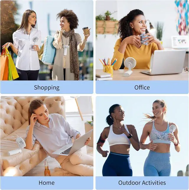 Alt view image 7 of 7 - Portable Handheld Fan, USB Rechargeable Foldable Mini Personal Fan, 5200mAh, 180 Adjustable, 6 Speed Wind, 3 IN 1 Hand Cooling Desk Fan with LED Display for Home Office School Outdoor Travel, White