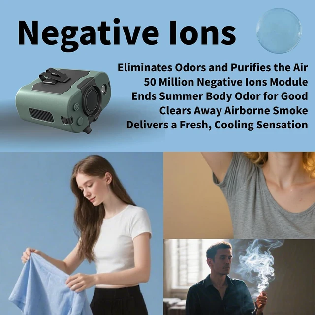 Alt view image 6 of 7 - 16000RPM Portable Waist Fan with Negative Ion, 10000mAh Battery/LED Light/Adjustable Speed, Handheld & Wearable w/Stand & Strap for Outdoor/Office/Travel