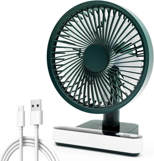 Main image of Oscillating Table Fan 4000mAh - 6.7inch Small Desk Fan Quiet Personal Table Fans Battery Operated or USB Rechargeable Portable Fan 4 Speed with LED Display for Home Office Outdoor Travel (Green)