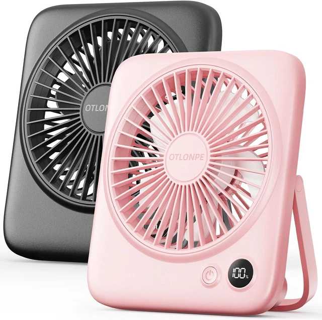 Main image of Otlonpe 2 Pack Portable Desk Fan 6.5 Inch, 4000mAh Rechargeable Battery Operated & USB Powered, 23Hrs Cordless Small Personal Fan 4-Speed Quiet for Office Travel Home Sleeping, Led Display, Foldable