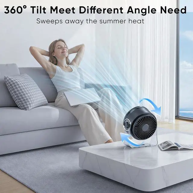 Alt view image 6 of 7 - FRONTSUN Portable Desk Fan,Quiet Fan for Bedroom,Portable Fan withTurbo Airflow,Fans with 100 Speeds Digital Display, 360° Tilt,Rechargeable Battery Powered Fan,Small Fan for Home, Office, Kitchen