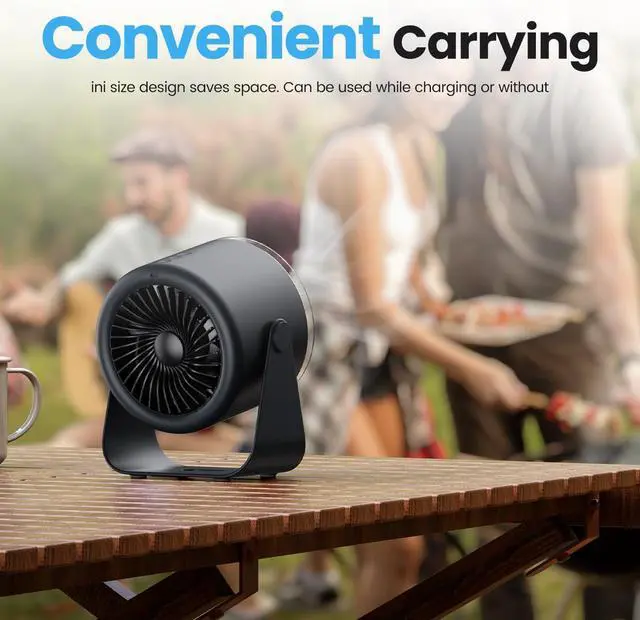 Alt view image 6 of 6 - WSKEN Desk Fan with Battery Operated, Quiet Digital Display Portable Fan for Office, Bedroom, Kitchen, Home, Outdoor, 100 Speeds 115° Tilt Small Travel Camping Table Fan, Black