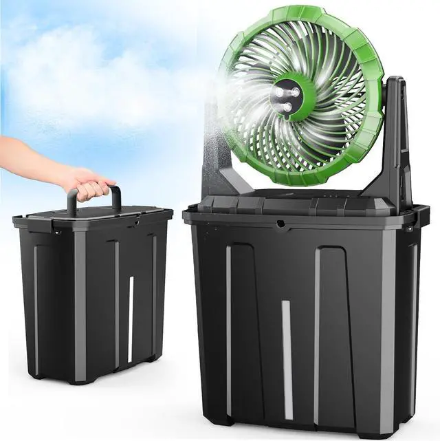 Main image of Ausic 9L Portable Misting Fan, 10-inch Outdoor Cooling Fan, 3 Speeds, 3 Large Cooling Mister, 20000mAh USB Rechargeable Battery, Green
