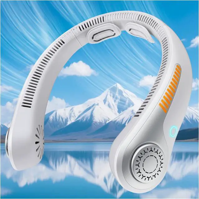 Main image of Portable Neck Fan Rechargeable Wearable Personal Fan Blow Cold Air, 5 Speeds, USB Battery, Neck Cooler with Neckbrace, Gift for Men Women, Sports, Gardening, Home, Outdoors, Travel, Camping