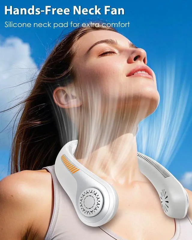 Alt view image 2 of 6 - Portable Neck Fan Rechargeable Wearable Personal Fan Blow Cold Air, 5 Speeds, USB Battery, Neck Cooler with Neckbrace, Gift for Men Women, Sports, Gardening, Home, Outdoors, Travel, Camping