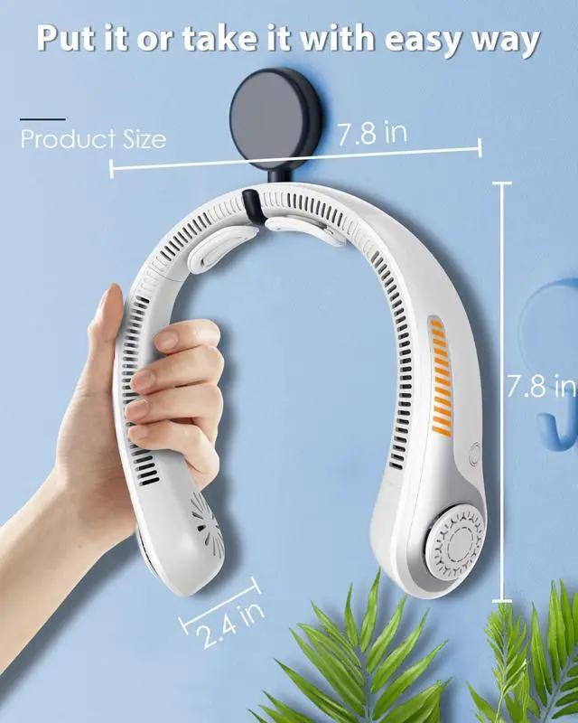 Alt view image 6 of 6 - Portable Neck Fan Rechargeable Wearable Personal Fan Blow Cold Air, 5 Speeds, USB Battery, Neck Cooler with Neckbrace, Gift for Men Women, Sports, Gardening, Home, Outdoors, Travel, Camping