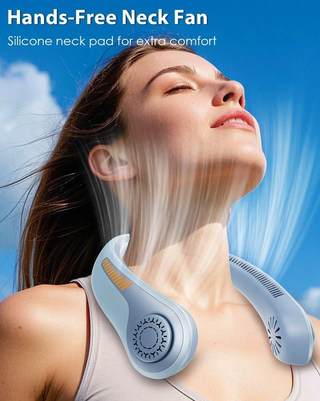 Alt view image 2 of 6 - Portable Neck Fan - Personal Fan, Portable, Hands-Free, USB-C Rechargeable, 5 Speed Adjustable, Neck Support, All-Round Airflow, Bladeless Cooling for Men and
