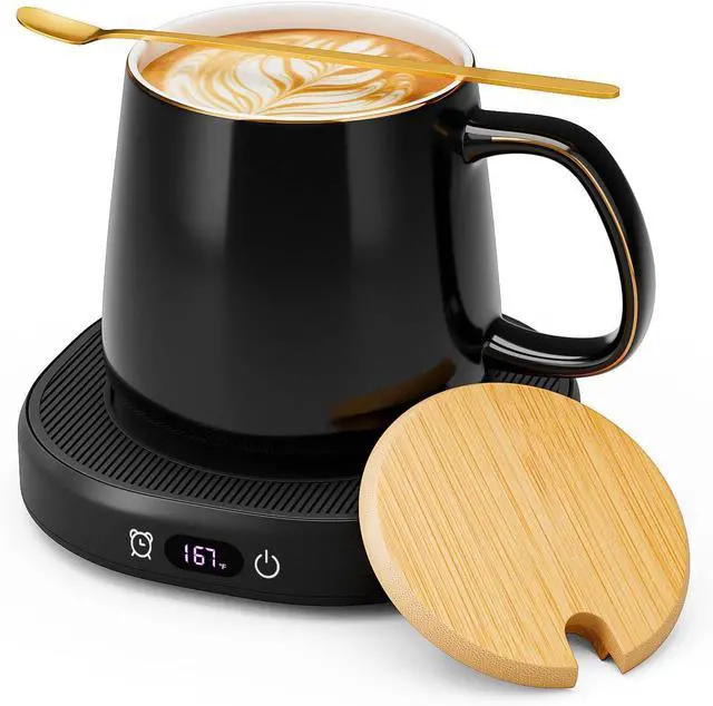 Main image of Coffee Mug Warmer & You are Awesome Mug Set, Electric Cup Warmer with Auto Shut Off, 4 Temperature Setting Smart Beverage Warmer, 8-Hours Auto Shut Off (Simple Pure Black Mug)