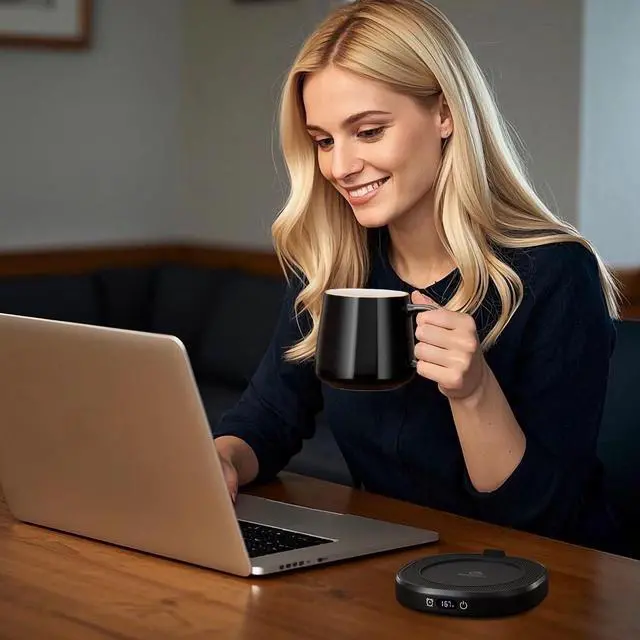 Alt view image 3 of 7 - Coffee Mug Warmer & You are Awesome Mug Set, Electric Cup Warmer with Auto Shut Off, 4 Temperature Setting Smart Beverage Warmer, 8-Hours Auto Shut Off (Simple Pure Black Mug)