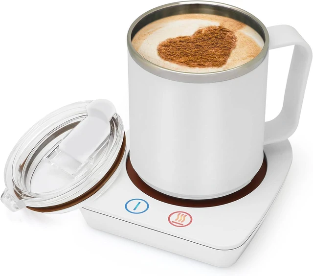 Main image of VOBAGA Coffee Warmer & Mug Warmer for Home Office Home Desk Use, Electric Cup Beverage Warmer with 3 Temperature Settings for Tea, Water, Cocoa with Auto Shut Off After 4 Hours (White Warmer Set)
