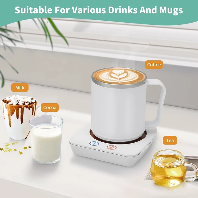 Alt view image 5 of 7 - VOBAGA Coffee Warmer & Mug Warmer for Home Office Home Desk Use, Electric Cup Beverage Warmer with 3 Temperature Settings for Tea, Water, Cocoa with Auto Shut Off After 4 Hours (White Warmer Set)