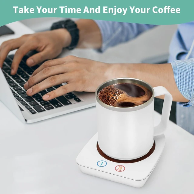 Alt view image 6 of 7 - VOBAGA Coffee Warmer & Mug Warmer for Home Office Home Desk Use, Electric Cup Beverage Warmer with 3 Temperature Settings for Tea, Water, Cocoa with Auto Shut Off After 4 Hours (White Warmer Set)