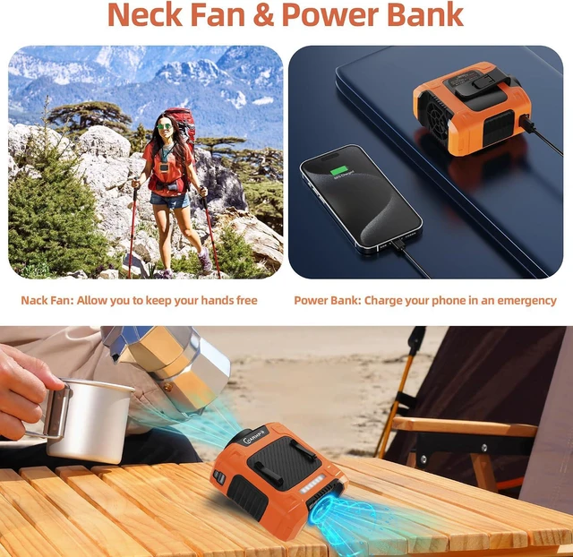Alt view image 4 of 7 - CHARMP Waist Fan, Clip-on Fan, Belt Fan - Portable Cooling Fan with 10000mAh Battery - 24H Working Time, LED SOS Light - 3 Speeds, 15500RPM Airflow - Shirt Fan for Jobsite, Farming, Fishing