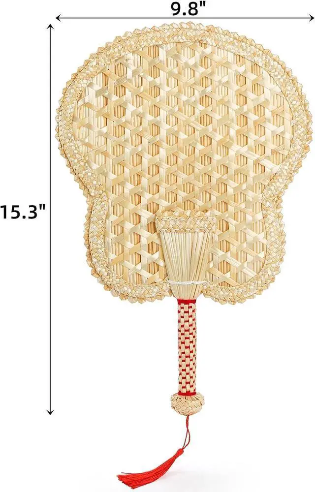 Alt view image 2 of 7 - Goaste 2 Pack Hand Woven Wheat Straw Fan, Rustic Chinese Manual Fan for Summer Cooling, Wedding Palm, Home & DIY Decoration, Elderly Travel Supplies, Personal Gift