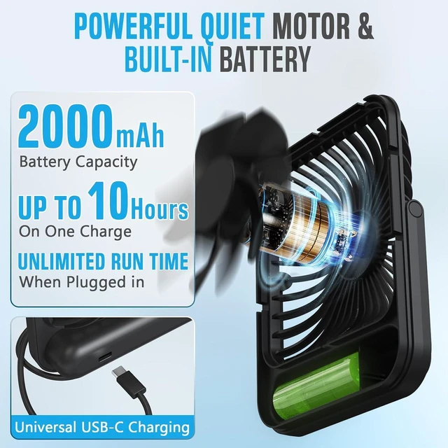 Alt view image 4 of 6 - Nordmoose Travel Fan For Sleeping, Folding Flat Portable Travel Fan, Rechargeable Personal Mini Desk Fan for Office Bedroom, Hotel Room - Cruise Ship Beach Vocation Travel Essentials