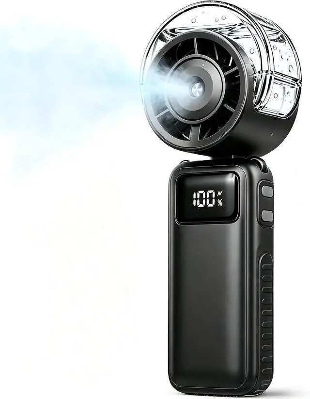 Main image of Portable Handheld Misting Fan,6000mAh Rechargeable Cooling Mist Fan,5 Speed Foldable Water Spray Mini Turbo Fan,3 in 1 Hand/Desk/Neck USB Personal Fans for Outdoor Travel Beach Camping Daily Use-Black