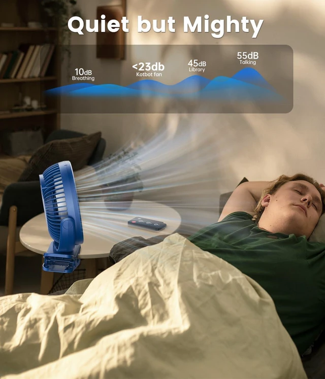 Alt view image 5 of 7 - Korbot 8-inch Clip on Fan -20000mAh Portable Fan Battery Rechargeable with 3 Speeds and Strong Airflow, USB Fan Small Desk Fan Personal Quiet Fan for Office Stroller Bedroom and Camping.