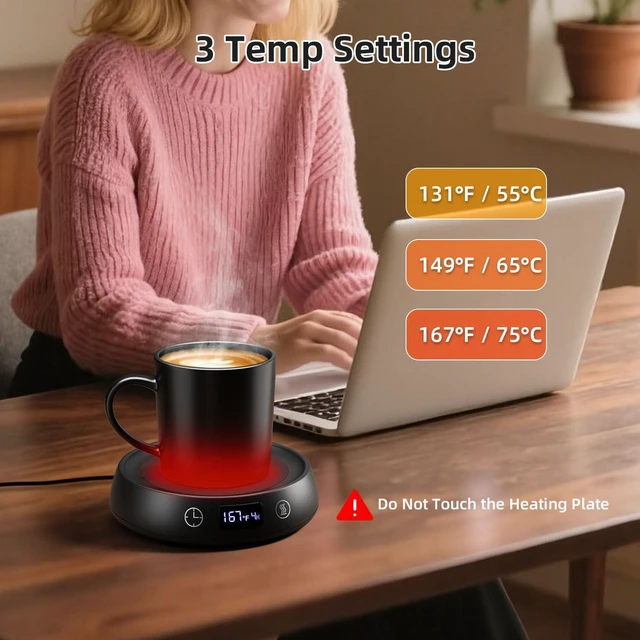 Alt view image 3 of 7 - Mug Warmer for Desk, Electric Coffee Cup Warmer 8H Auto Shut Off Candle Warmer for Home Office, Smart Tea Beverage Coffee Warmer with 3 Temperature Setting, Wax Melt Warmer Scented Oil Wax Cube Melter