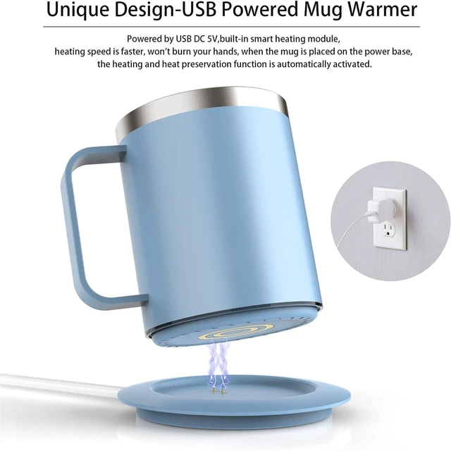 Alt view image 2 of 7 - Self Heating Mug 131°F Temperature Control, Smart Heated Coffee Cup with Auto Shut Off, USB Powered Warmer for Desk Office Home(Cerulean-12oz)