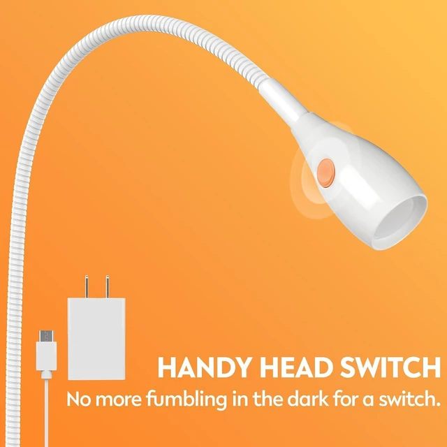 Alt view image 3 of 7 - acegoo Minimalist Reading Light for Bed Headboard Dimmable White Book Light Clip on Lamp with USB-C Adapter, Flexible Neck & Handy Lamp Head Switch, CRI 90+