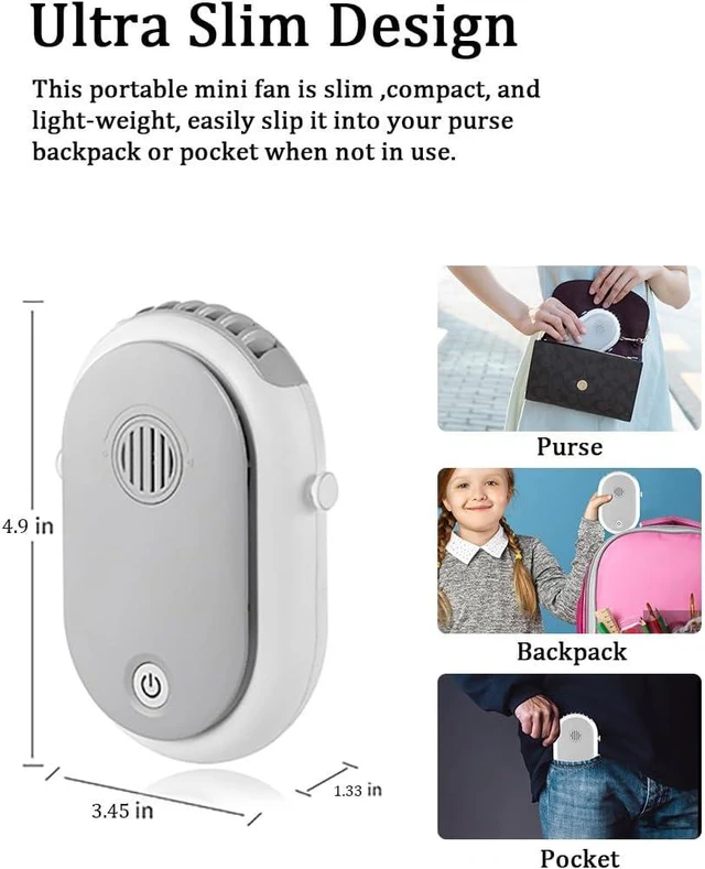 Alt view image 2 of 5 - Portable Hanging Neck Fan Wearable Personal Handheld Fan Battery Operated USB Rechargeable 3 Speed Mini Handheld Air Cooling Necklace Fan for Women Eyelash Makeup Camping Outdoor, White