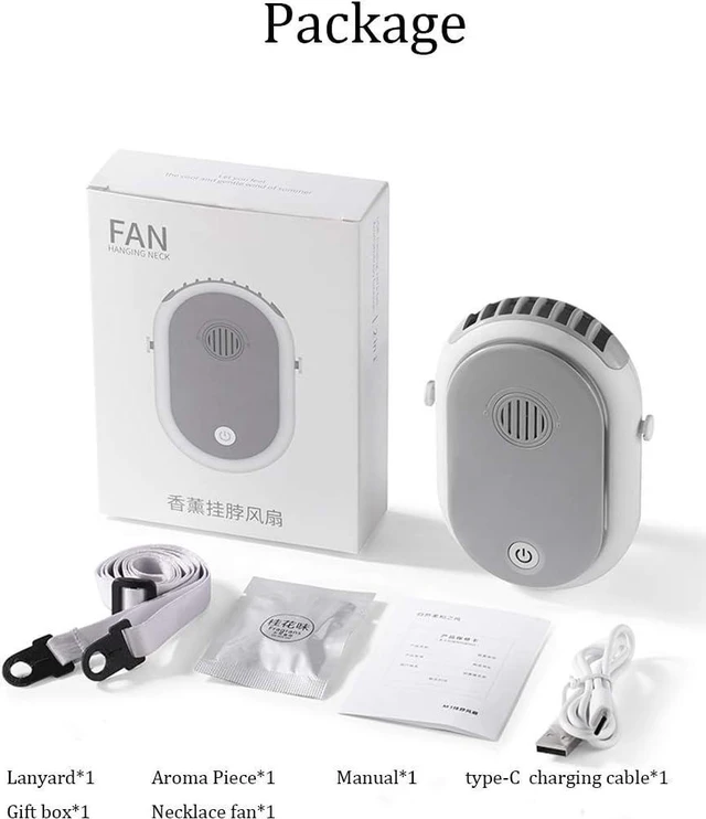 Alt view image 5 of 5 - Portable Hanging Neck Fan Wearable Personal Handheld Fan Battery Operated USB Rechargeable 3 Speed Mini Handheld Air Cooling Necklace Fan for Women Eyelash Makeup Camping Outdoor, White
