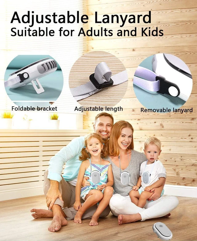 Alt view image 3 of 5 - Portable Hanging Neck Fan Wearable Personal Handheld Fan Battery Operated USB Rechargeable 3 Speed Mini Handheld Air Cooling Necklace Fan for Women Eyelash Makeup Camping Outdoor, White