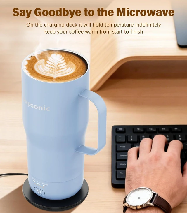 Alt view image 3 of 7 - Supsonic - 20oz Self Heating Mug, Electric Coffee Mug Warmer Set with Auto Shut Off, Rechargeable Temperature Heating for Beverage, Coffee at Home & Outdoor, Heated Coffee Mug Gifts for Men Women | S3