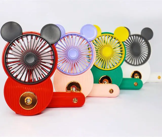 Alt view image 5 of 5 - LACOVIA Cute Mouse Misting Mini Fan, Handheld Portable USB Rechargeable Fan with 3 Adjustable Speeds, Foldable For Travelling(Red)