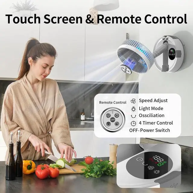 Alt view image 5 of 7 - Socool 8 inch Portable Fan-Battery Operated Fan, Oscillating Rechargeable Fan with 20000mAh, Remote Control LED Lights, 112Hrs Works, Portable Foldable Fan for Camping travel Outdoor