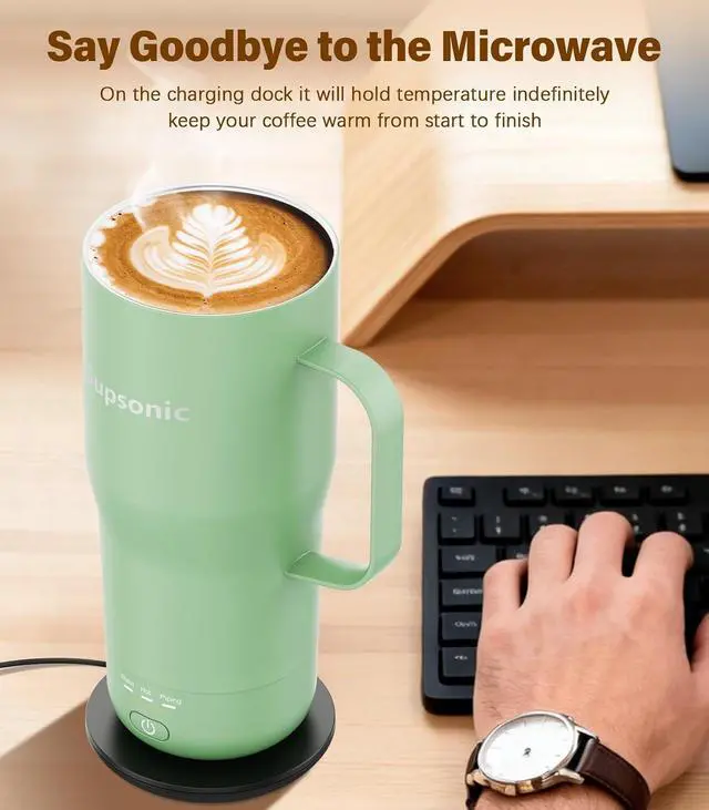 Alt view image 3 of 7 - Supsonic - 20oz Self Heating Mug, Electric Coffee Mug Warmer Set with Auto Shut Off, Rechargeable Temperature Heating for Beverage, Coffee at Home & Outdoor, Heated Coffee Mug Gifts for Men Women | S3