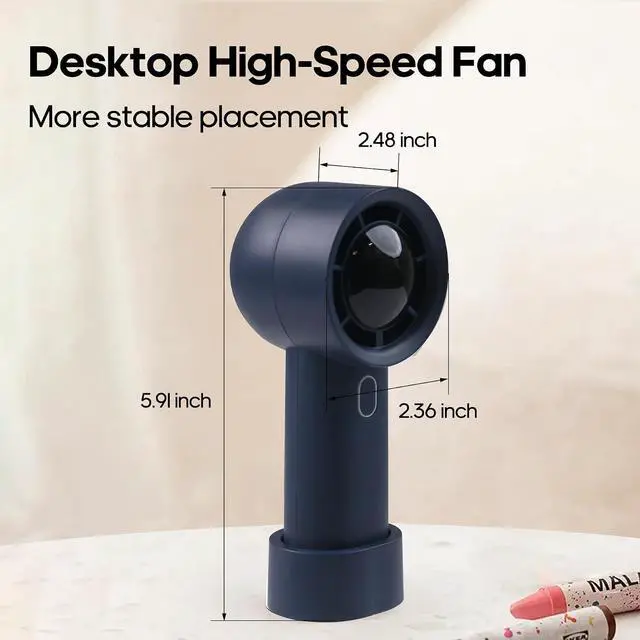Alt view image 3 of 7 - Rican Small Pocket Portable Fans, Mini Handheld-Fan, Personal Battery Operated Fan 1-100 Speed, Digital Display Turbo Fans for Travel/Outdoor/Home/Office/Camping (Blue)