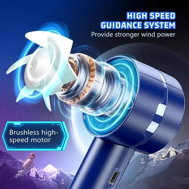 Alt view image 3 of 7 - Handheld Portable High Speed Mini Fan, USB Rechargeable Neck Personal Mini Fan, (7000 RPM high speed motor,Lasts 3-16 Hours) 4-speed powerful Wind Fans for Summer Outdoor Traveling,Gifts for Kids