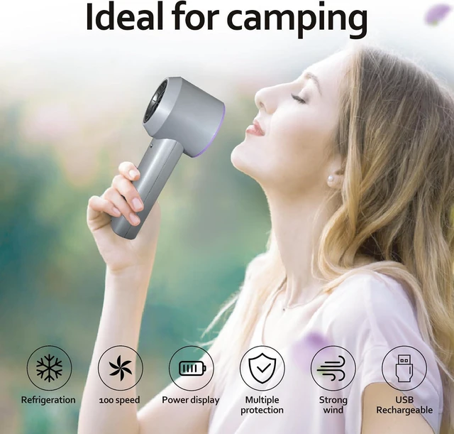Alt view image 7 of 7 - Rican Handheld Portable Hand Fan with Air Cooling Cooler High Speed Rechargeable Power Electric USB Personal Hand Held Turbo Small Mini Pocket for Outdoor Travel