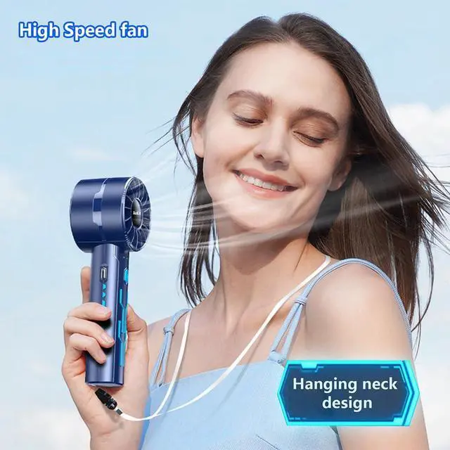 Alt view image 6 of 7 - Handheld Portable High Speed Mini Fan, USB Rechargeable Neck Personal Mini Fan, (7000 RPM high speed motor,Lasts 3-16 Hours) 4-speed powerful Wind Fans for Summer Outdoor Traveling,Gifts for Kids