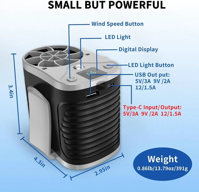 Alt view image 7 of 7 - 15000mAh Portable Waist Fan Rechargeable, 7 Speeds 10000RPM Neck Fan with LED Display, Hands-Free Wearable Belt Personal Fan for Outdoor, Jobsite, Traveling - Up to 28H Cooling Time