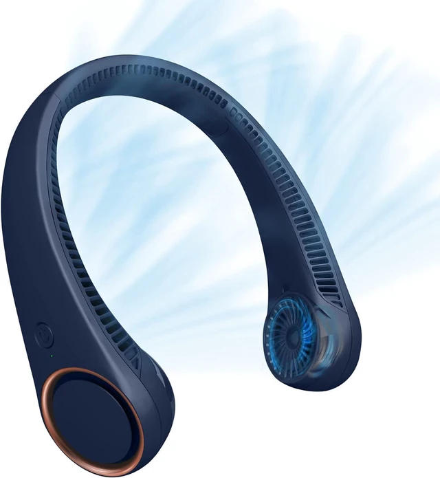 Main image of CIVPOWER Neck Fan: Portable Personal Neck Cooling Rechargeable Bladeless Fan - Hands Free 3 Speed 4000 mAh Battery USB Operated Wearable Headphone Design - for Men Women Outdoor Indoor (Dark Blue)