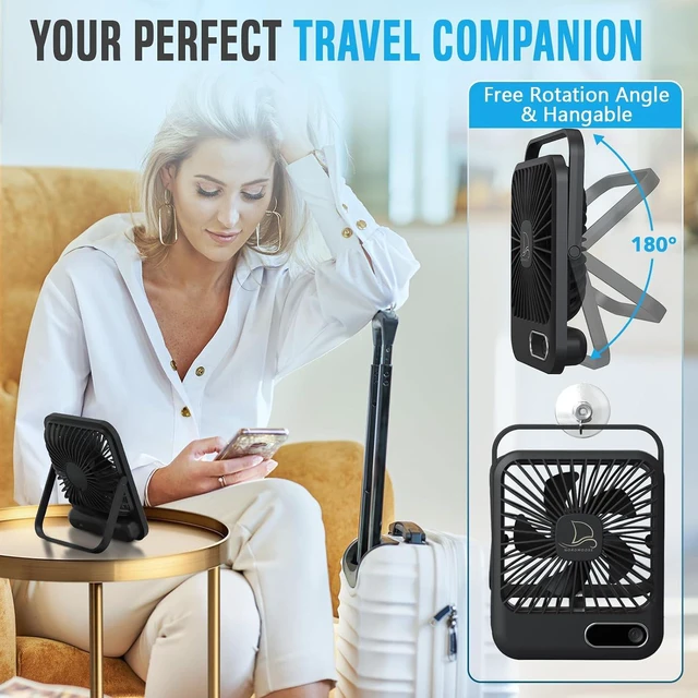 Alt view image 6 of 6 - Nordmoose Travel Fan For Sleeping, Folding Flat Portable Travel Fan, Rechargeable Personal Mini Desk Fan for Office Bedroom, Hotel Room - Cruise Ship Beach Vocation Travel Essentials