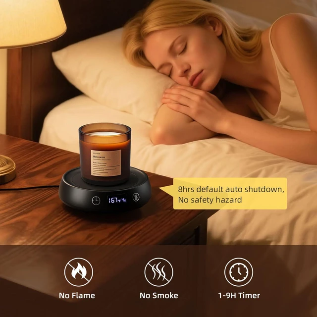 Alt view image 4 of 7 - Mug Warmer for Desk, Electric Coffee Cup Warmer 8H Auto Shut Off Candle Warmer for Home Office, Smart Tea Beverage Coffee Warmer with 3 Temperature Setting, Wax Melt Warmer Scented Oil Wax Cube Melter