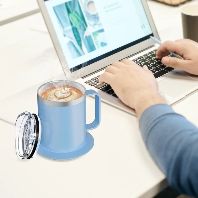 Alt view image 6 of 7 - Self Heating Mug 131°F Temperature Control, Smart Heated Coffee Cup with Auto Shut Off, USB Powered Warmer for Desk Office Home(Cerulean-12oz)