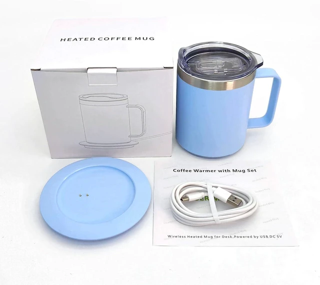 Alt view image 7 of 7 - Self Heating Mug 131°F Temperature Control, Smart Heated Coffee Cup with Auto Shut Off, USB Powered Warmer for Desk Office Home(Cerulean-12oz)