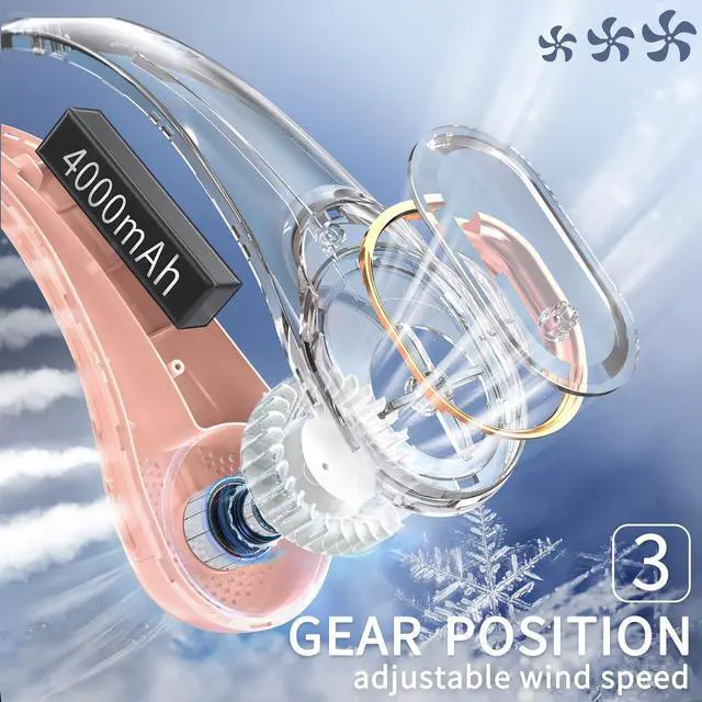 Alt view image 4 of 6 - FrSara Neck Fan, Portable Personal Fan Strong Wind, 5200mAh, Air Volume,360° Cooling, No Hair Twisting, Air Volume On 2 Sides, Non-Slip, Quick Charge, Long Use Time, Gift for Women, Men, Birthday