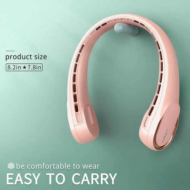 Alt view image 6 of 6 - FrSara Neck Fan, Portable Personal Fan Strong Wind, 5200mAh, Air Volume,360° Cooling, No Hair Twisting, Air Volume On 2 Sides, Non-Slip, Quick Charge, Long Use Time, Gift for Women, Men, Birthday