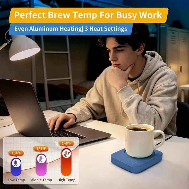 Alt view image 2 of 7 - VOBAGA Mug Warmer, Electric Coffee Warmer for Desk with Auto Shut Off, 3 Temperature Setting Smart Cup Warmer for Heating Coffee, Beverage, Milk, Tea and Hot Chocolate (No Cup)