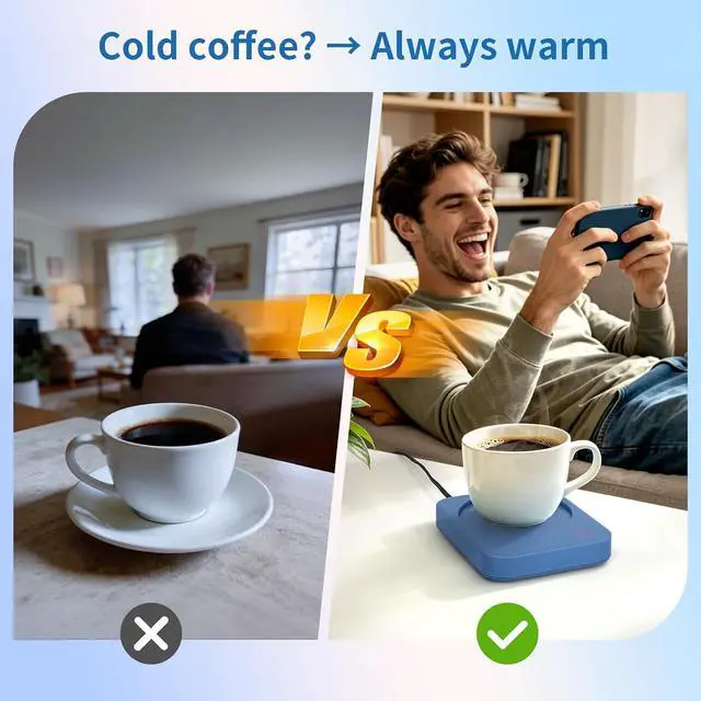 Alt view image 4 of 7 - VOBAGA Mug Warmer, Electric Coffee Warmer for Desk with Auto Shut Off, 3 Temperature Setting Smart Cup Warmer for Heating Coffee, Beverage, Milk, Tea and Hot Chocolate (No Cup)