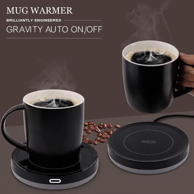 Alt view image 2 of 7 - BESTINNKITS Smart Coffee Cup Warmer Set, Auto On/Off Gravity-Induction Mug Office Desk Use, Candle Wax Cup Warmer Heating Plate (Up to 131F/55C), 14oz