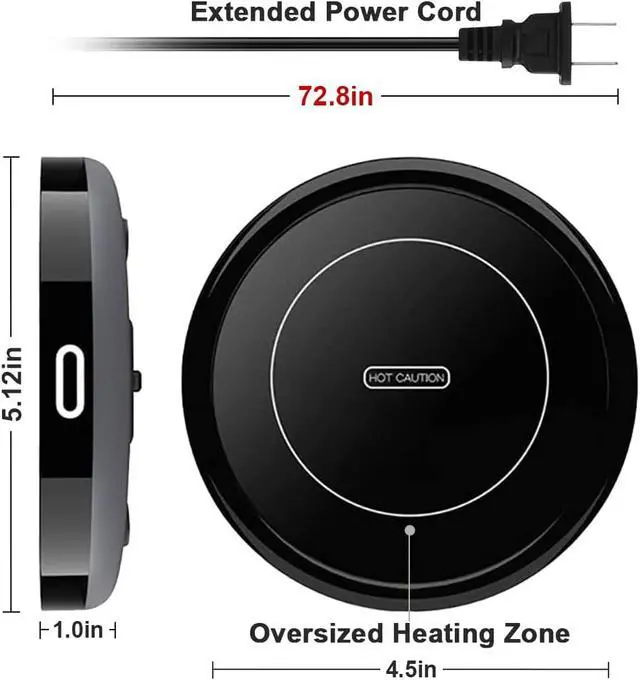Alt view image 3 of 7 - BESTINNKITS Smart Coffee Cup Warmer Set, Auto On/Off Gravity-Induction Mug Office Desk Use, Candle Wax Cup Warmer Heating Plate (Up to 131F/55C), 14oz