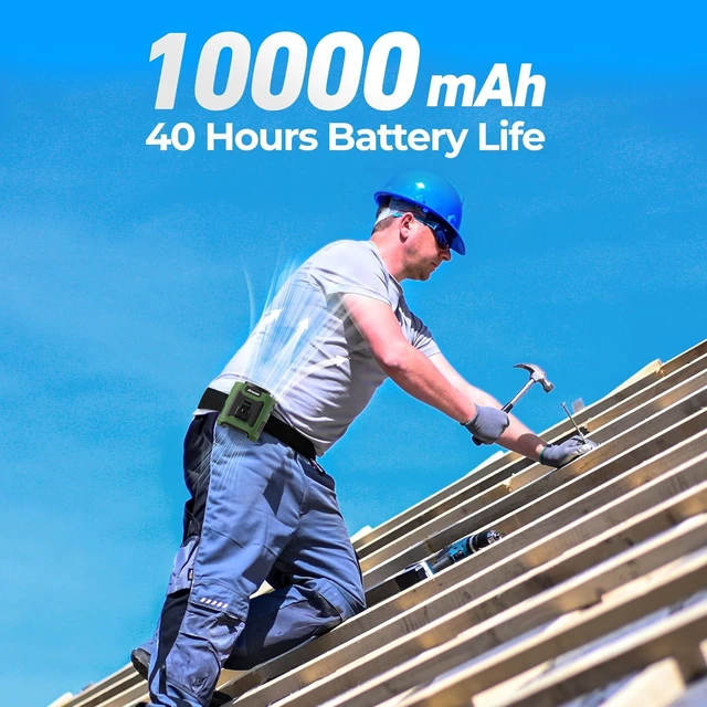 Alt view image 2 of 7 - AMACOOL Portable Waist Fan Clip On, MAX 40H Work Time, 10000mAh Rechargeable Wearable Shirt Fan with Light, 16000RPM Powerful 5 Speed Belt Fans Personal Cooling Fans for Outdoor Jobsite Travel